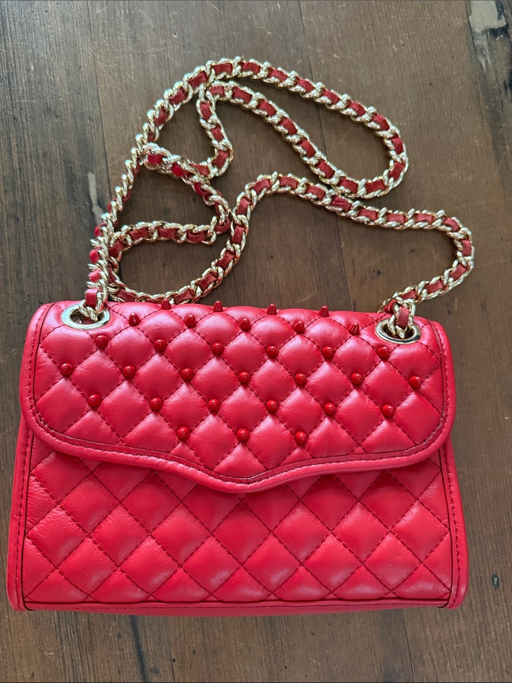 Rebecca Minkoff red leather studded purse